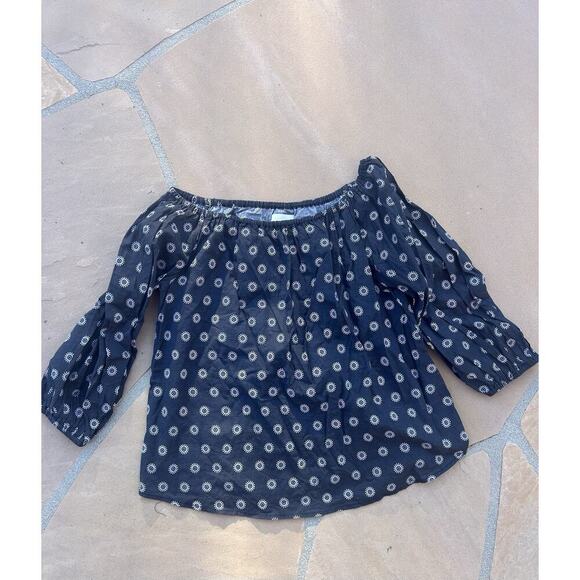 Maeve Anthropologie Women's Top Off Shoulder Boho Floral Peasant Black Sz. Small - Picture 1 of 3